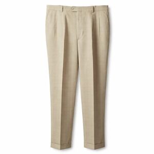 ZIGNONE Linea Naturale 100% Wool Pleat-Front Cuff Hem Pant Sz 40 (38) Windowpane